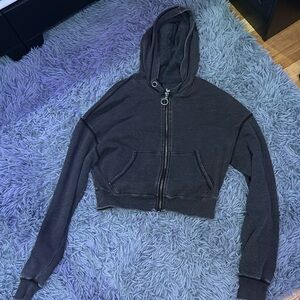 dark grey short zip up hoodie